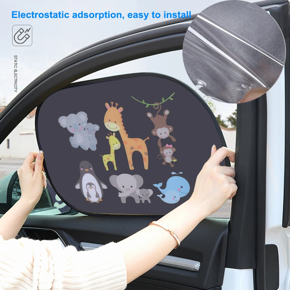 Car Windscreen Sunshade Cartoon Car Side Sunshades Kids Car Accessory Baby Static Cling Rear Window Block UV Protection