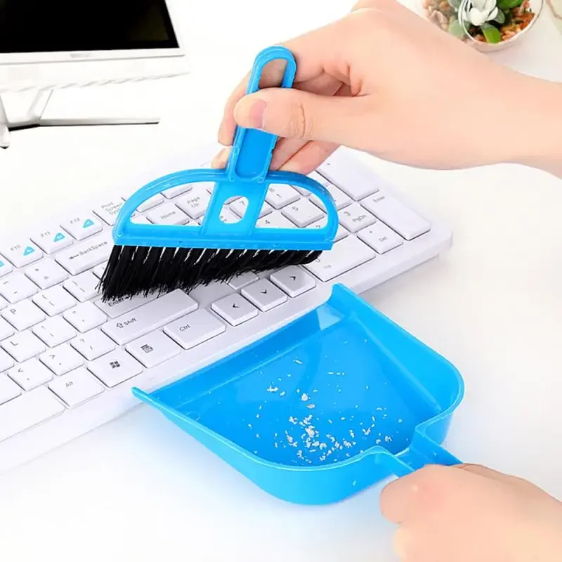 New Mini Two-Piece Set Desktop Sweep Cleaning Brush Keyboard Brush Small Broom Dustpan Set for Home School Office Clean Brush