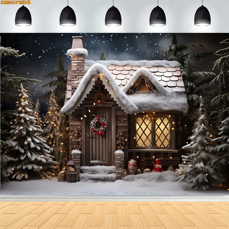 

Christmas Day Wreath Family New Year Party Photography Backdrops Prop Window Living Room Xmas Tree Gift Snow Background BV-09