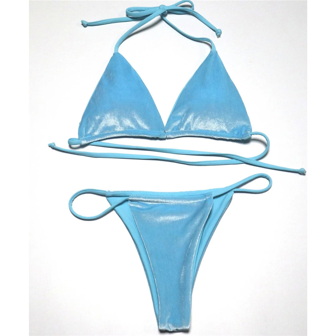 17 Farben, Neckholder, hoher Beinausschnitt, gepolstert, zweiteiliger Bikini, Damen-Bikini, Badeanzug, Damen-Badebekleidung, Bather, Schwimmbekleidung V5974 – Detail 25