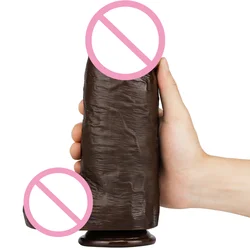 Thick Dildos Dark Brown Dildos with Suction Cup Multicolor 9.6in Long Chocolate Huge Penis Sex Toys for Women