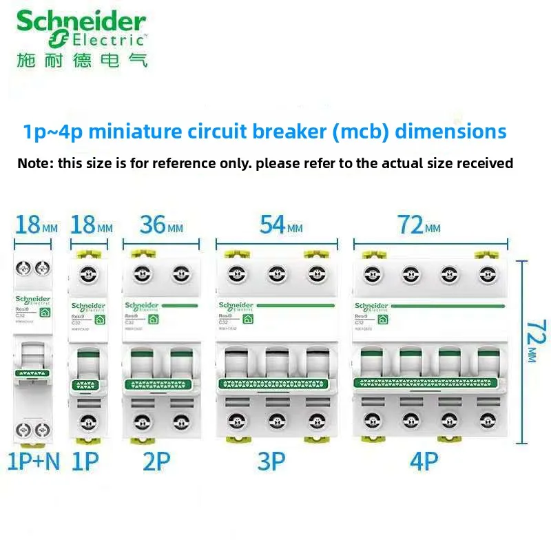 Schneider Electric Resi9 1P 2P 3P 4P Home Main Air Switch Trip Breaker Without Leakage Ensuring Stable Home Electrical Operation