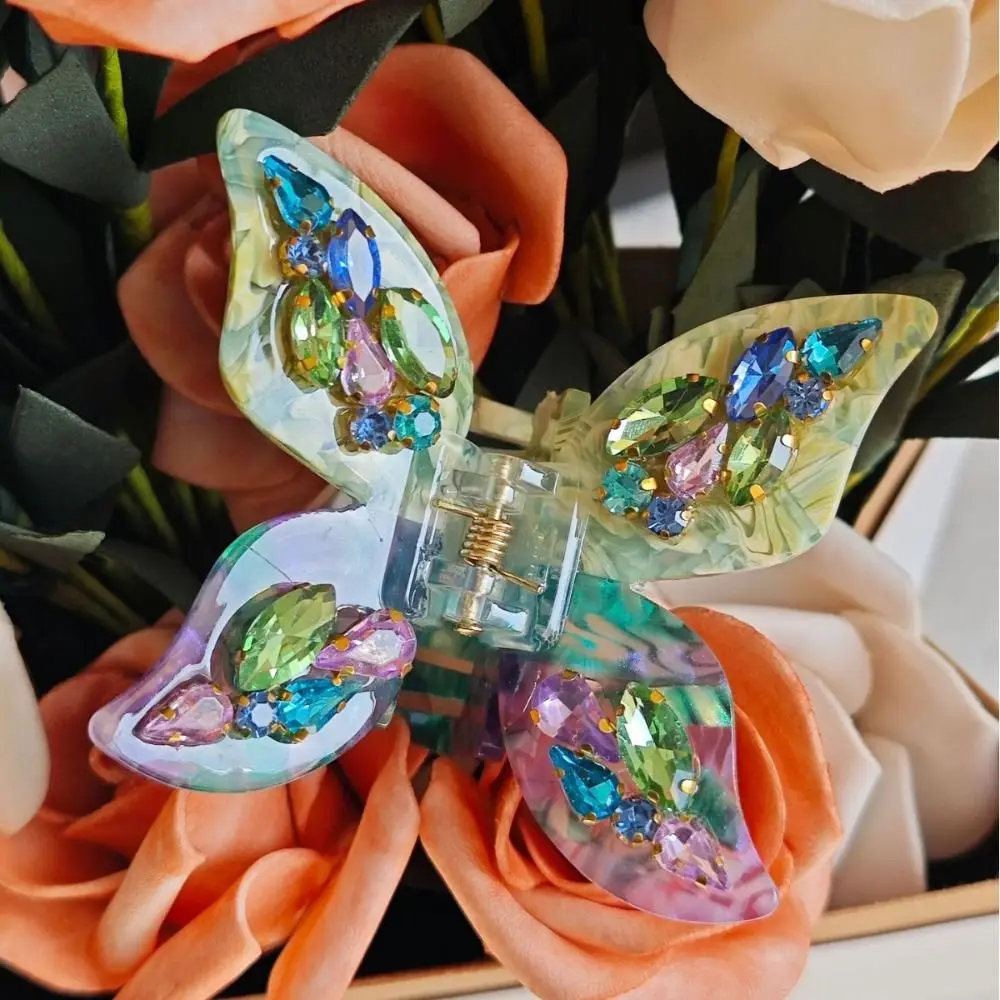 

Hairpin Butterfly Hair Claw Crystal Korean Style Acetic Rhinestone Hair Clip Barrette Headwear Acetic Acid Shark Clip Girls