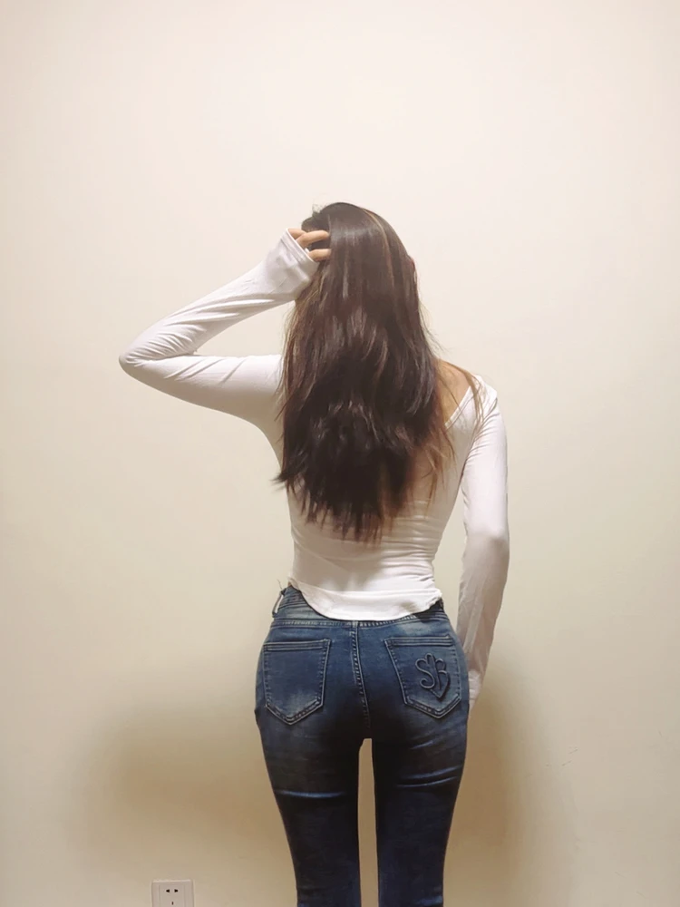 Vaqueros acampanados de cintura baja para mujer, cómodos, bordados, que mejoran la cadera, alargamiento de la pierna, adelgazantes, vaqueros coreanos