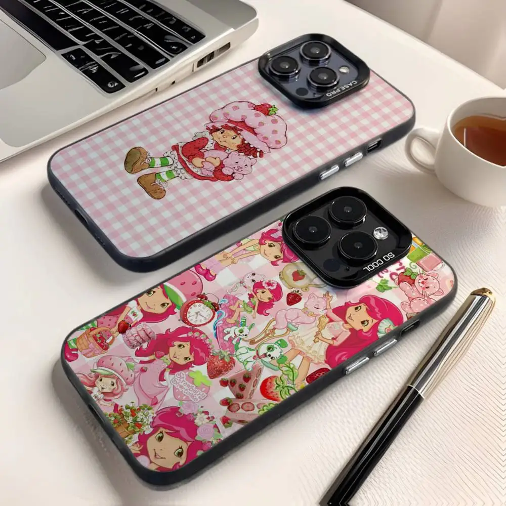 

Strawberry S-Shortcake Phone Case For iPhone 16,15,14,13,12,11,8,7,Pro,Max,Plus,Mini,XS,SE Anti Fall Black Matte Hard