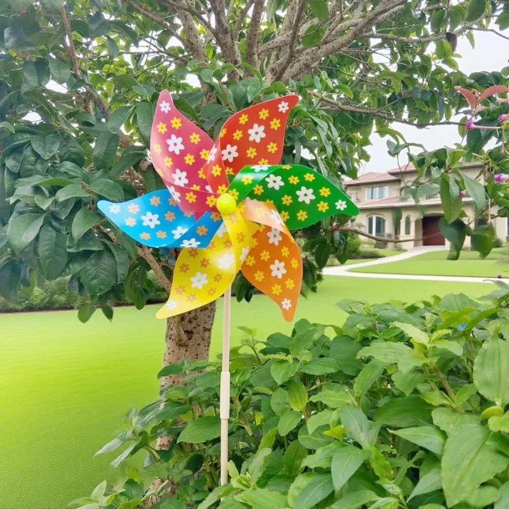 Spinning 3D Flower Hanging Windmill String Mounted PVC Outdoor Pinwheel Weather Resistant Decorative Colorful Windmill Patio