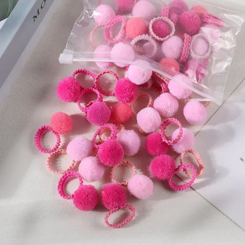 20 stücke Mädchen Bunte Plüsch Ball Elastische Haarbänder Kinder Haar Seile Krawatten Pferdeschwanz Gummibänder Headwear Haar Zubehör Geschenk – Detail 8
