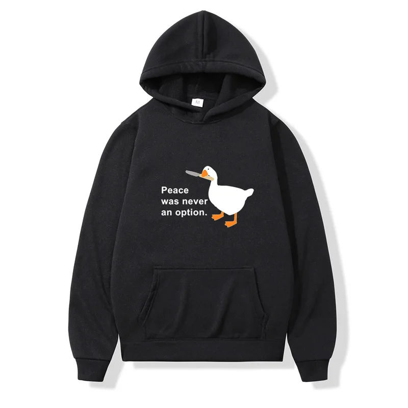 Cotton Casual Hoodies Sweatshirts Men Cartoon Big White Goose Print Pullover Harajuku Oversized Hoodie Streetwear Women Spring