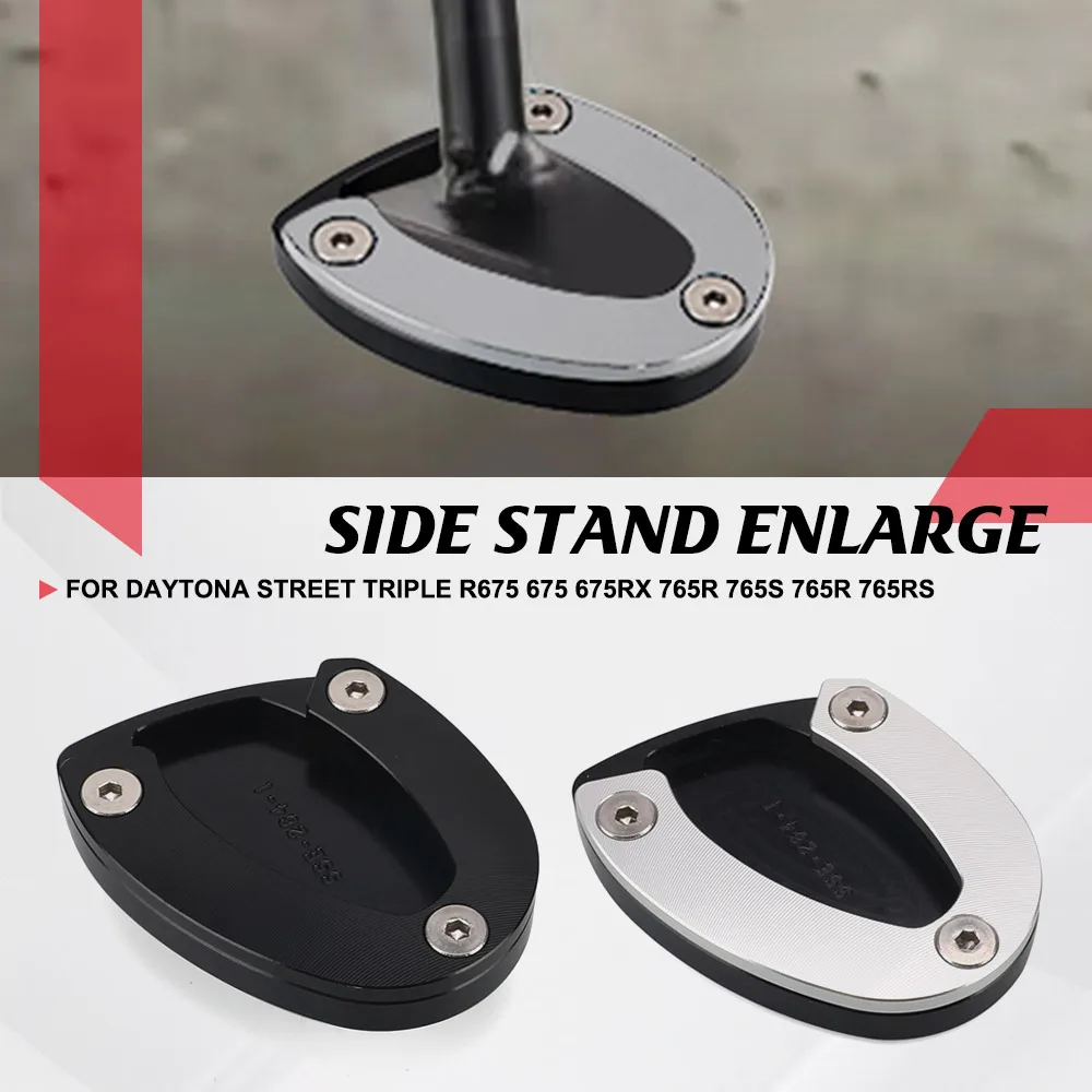 

For Daytona Street Triple R675 675 675RX 765R 765S 765R 765RS Moto2 CNC Kickstand Extension Foot Side Stand Pad Support Plate