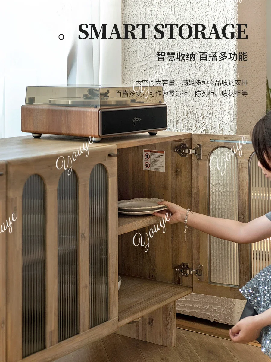 

XS Modern Simple Solid Wood Dining Side Cabinet Retro Tea Cabinet Living Room Home Entrance Storage Cabinet