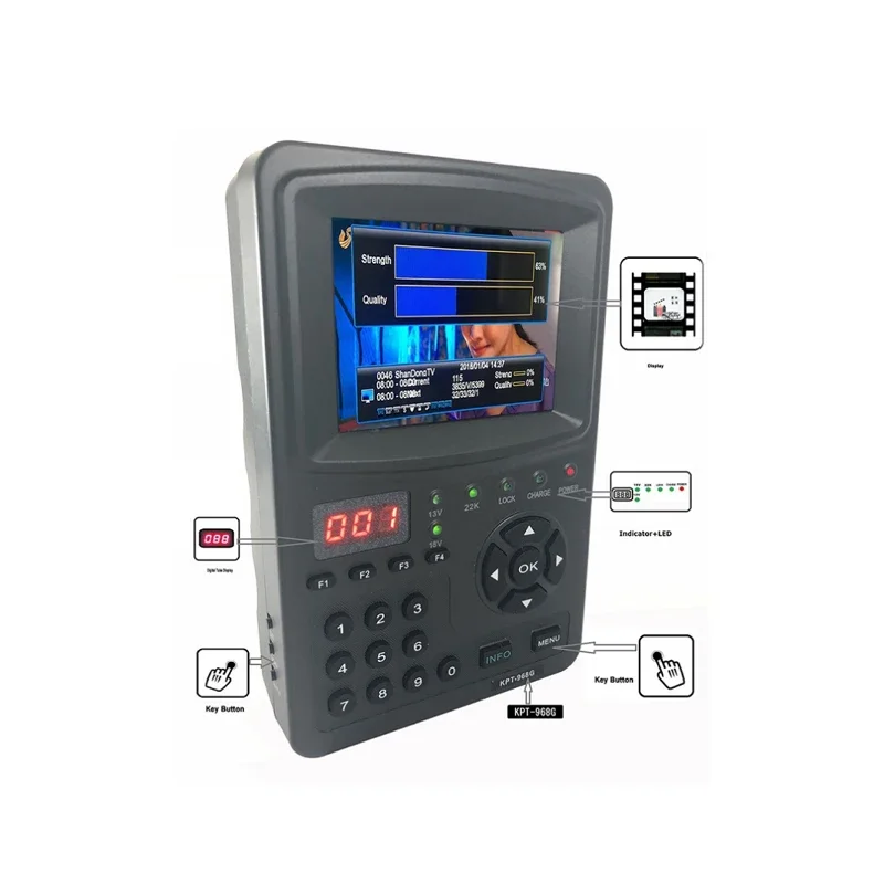 New Digital Sat Finder KPT-968G DVB-S2 Cheapest Handheld HD Satellite Finder Meter Test HD Signal Sat Finder
