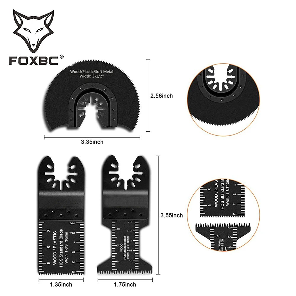 FOXBC 24PCS Universal Wood Metal Oscillating Multitool Quick Release Saw Blades Fit Porter Cable Black & Decker Rockwell Ridgid