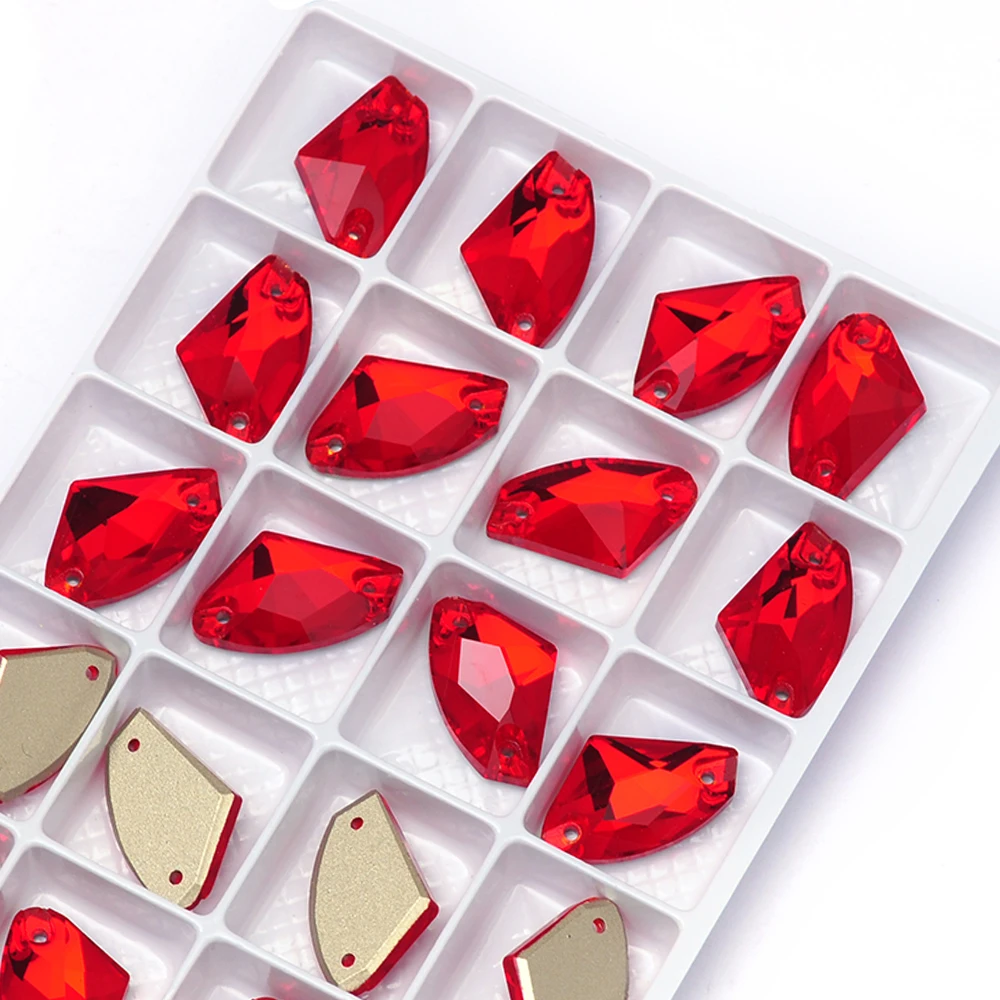 Hellrote K9-Glas-Diamantperlen DIY Näh-Kristallsteine Flache Strasssteine zum Aufnähen für Kleider, Kleidungsstücke, Taschen – Detail 9