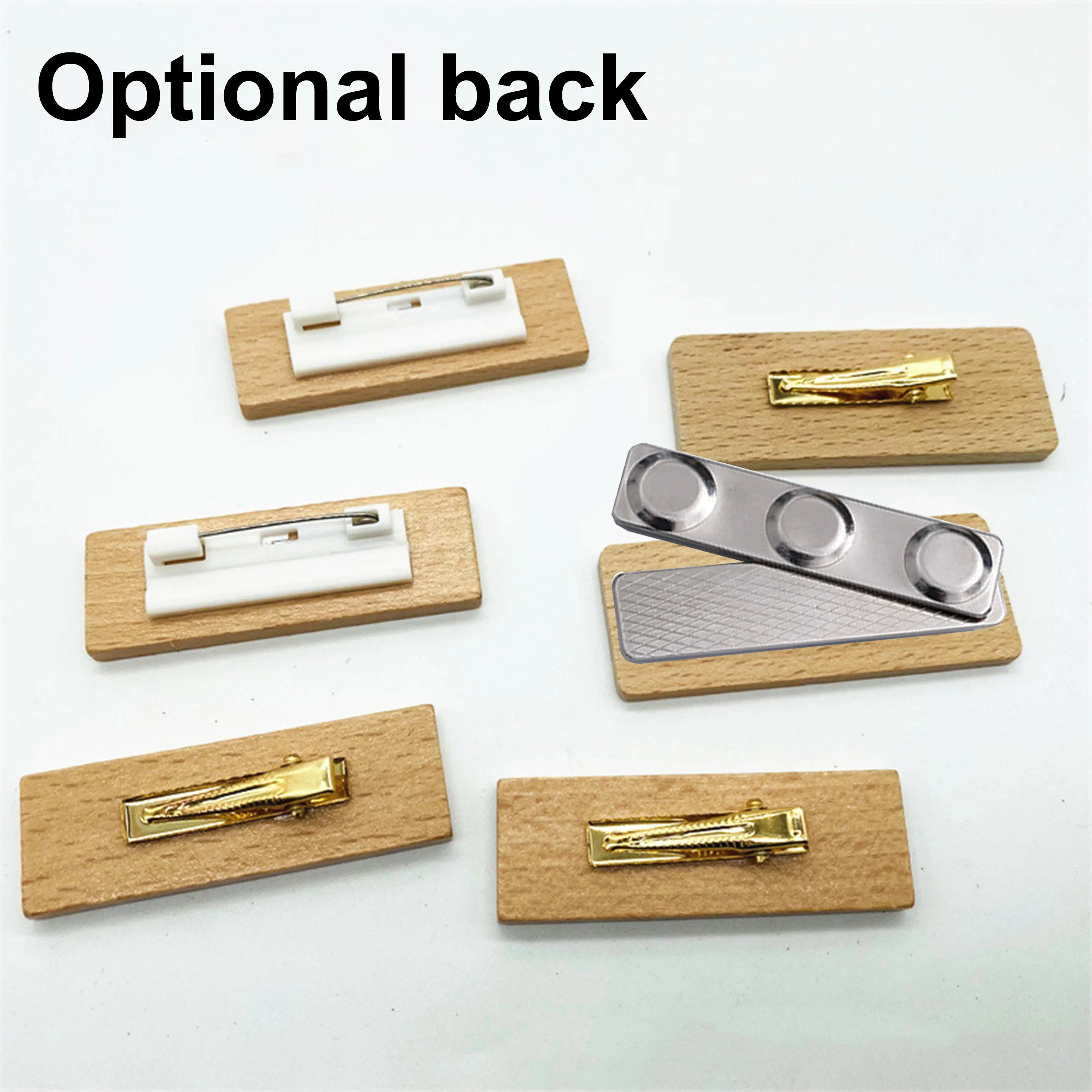 6*2/6.5*2.5 Custom Wooden Name Tag Badges  Personalized Engraved Identification with Pin or Magnetic Backing Plates for Business