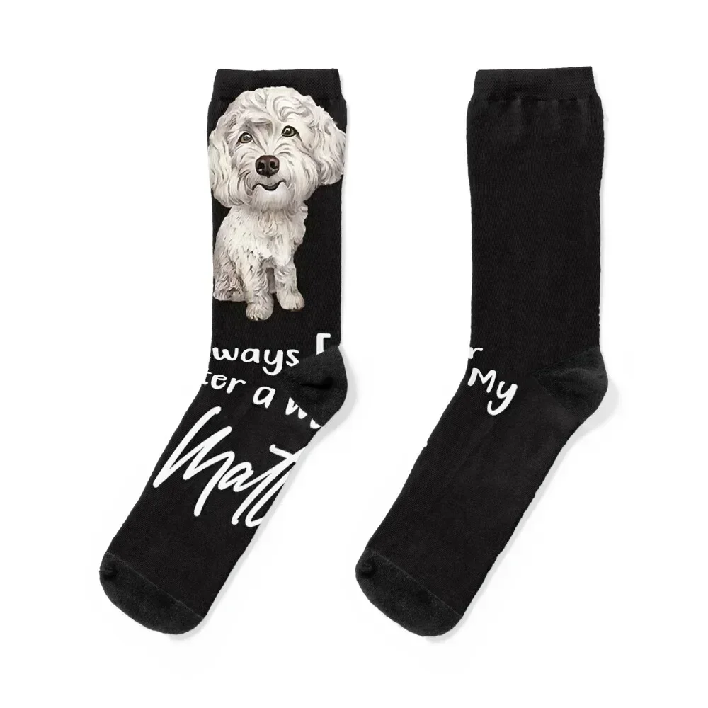 I Always Flag Better After a Walk with My Maltipoo T-Shirt Chaussettes, Run Anime Bas, Cartoon Chaussettes pour Homme et Femme