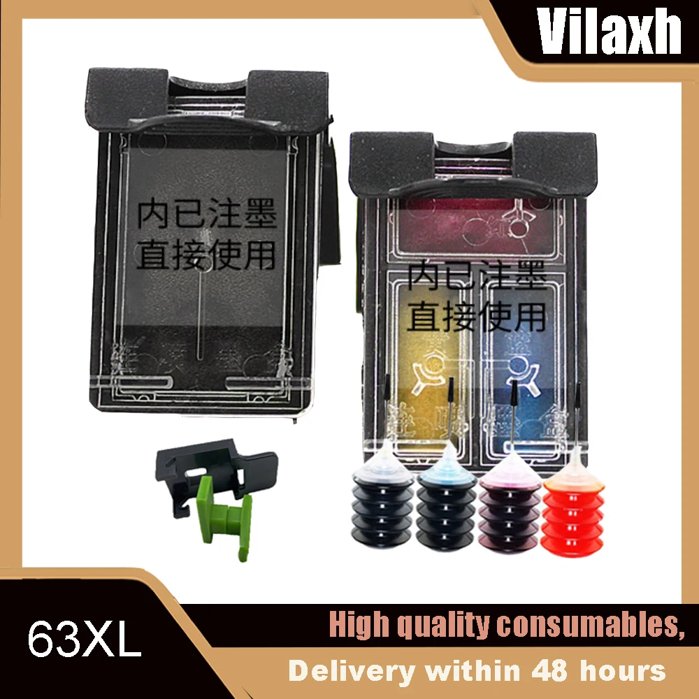 

Vilaxh Compatible 63XL Ink Cartridge 63 XL For HP HP DeskJet 1110 1111 1112 2130 2131 2132 2133 2134 3630 3631 3632 3633 Printer