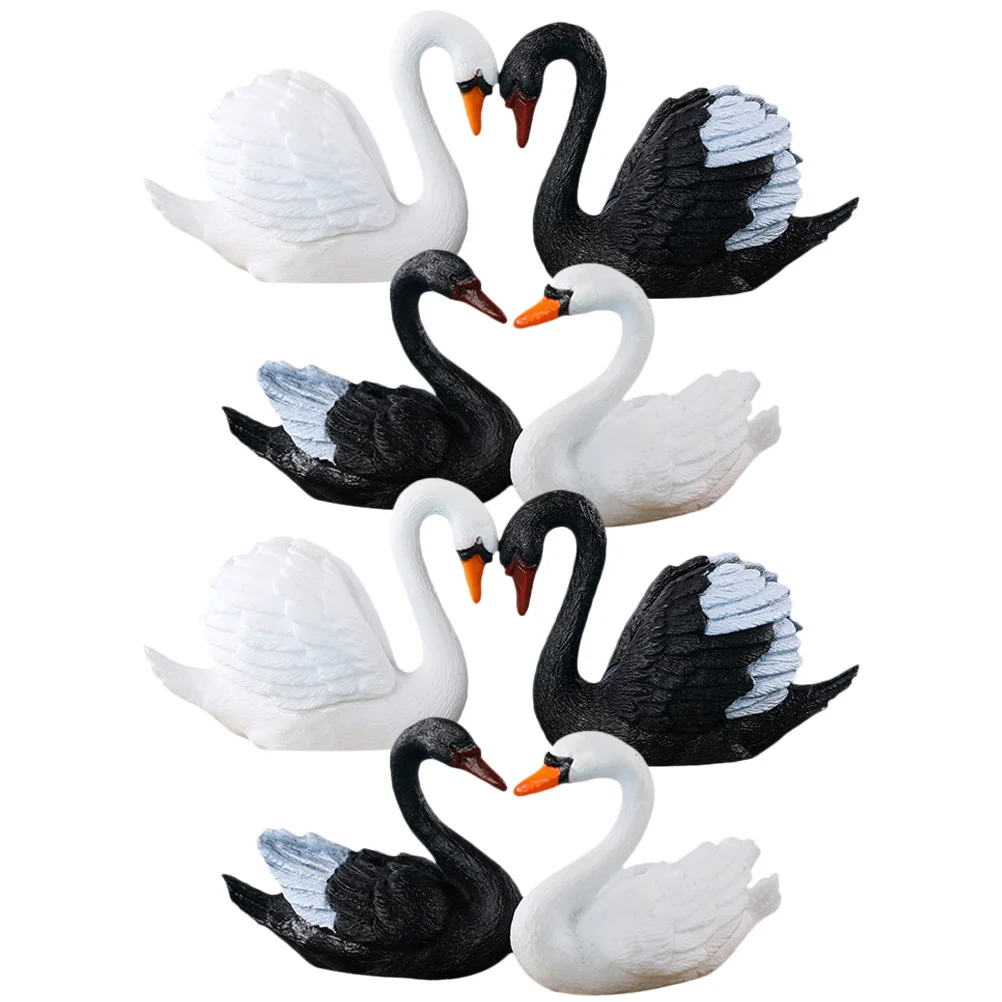 Pot Black and White Swan Ornament Water Table Toy Mini Animals Figures Car Lovers