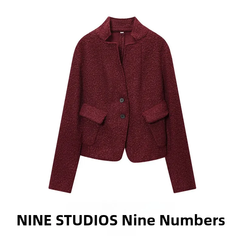 

Женское шерстяное пальто Ele ort, модное универсальное пальто с круглым узором для поездок на работу, верхняя одежда с бархатной подкладкой из ягненка