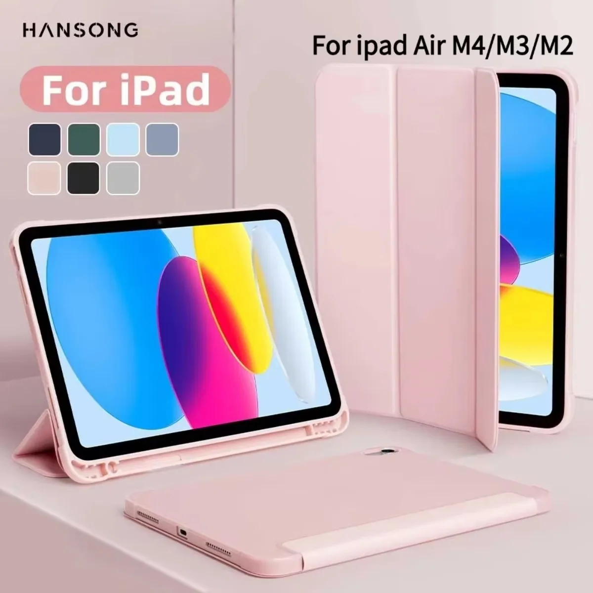 case for iPad 10th 11th generation A16 11 2025, three fold stand protective cover with soft TPU back shell, auto wake-up/sleep