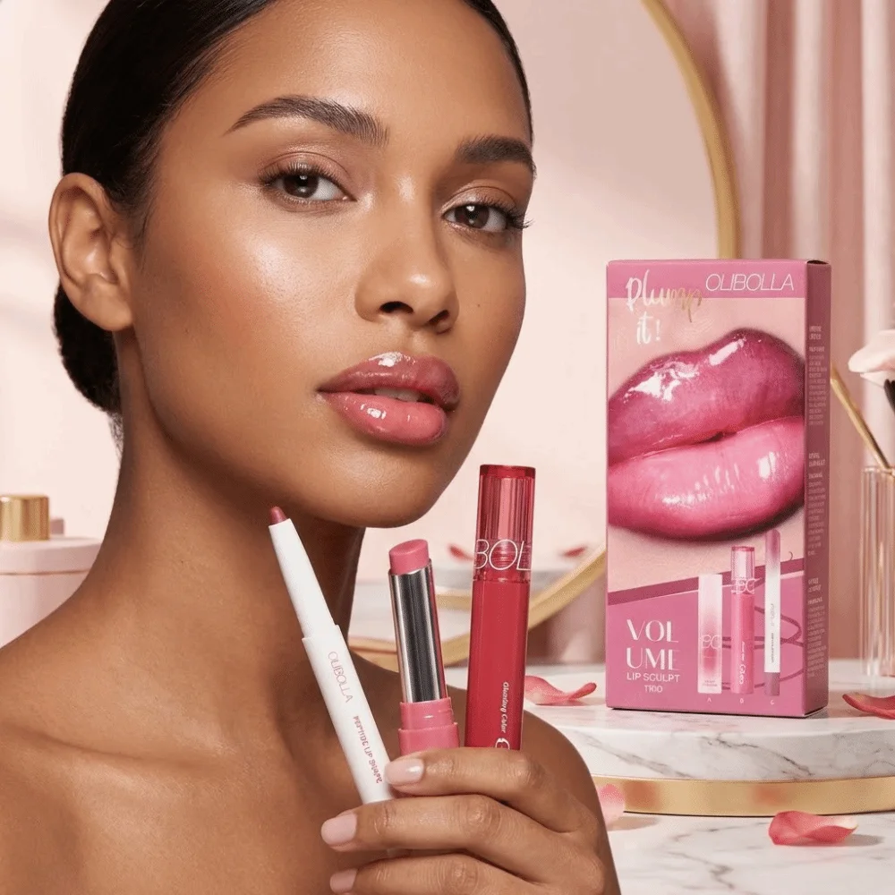 ชุดเซ็ตลิปไลเนอร์กันน้ำแบบใหม่ ชุดลิปสติกติดทนนาน ชุดลิปกลอสสูตรให้ความชุ่มชื้น ชุดเครื่องสำอางสำหรับผู้หญิง