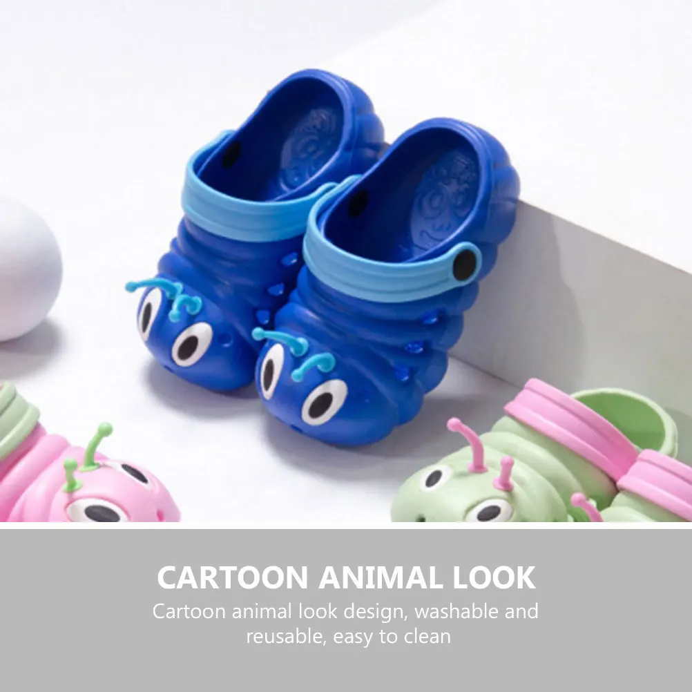 1 زوج نعال شاطئ الأطفال الصنادل الصيفية لينة إيفا خفيفة الوزن عدم الانزلاق كاتربيلر الكرتون الاطفال ثقب الصنادل مريحة