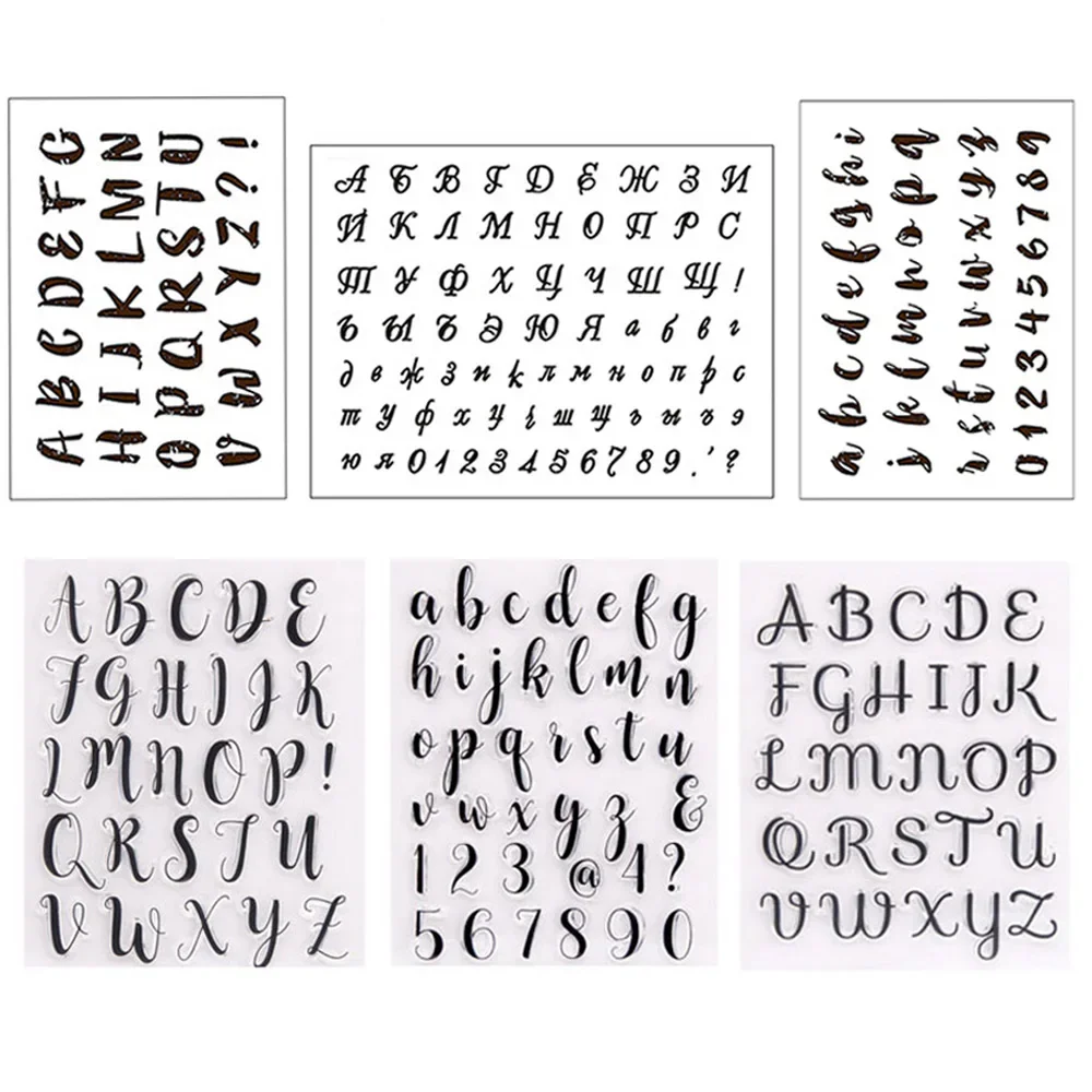 Clear Stamps for DIY Scrapbooking Card English Russian Alphabet Number Transparent Stamp Making Photo Album Crafts Silicon Decor