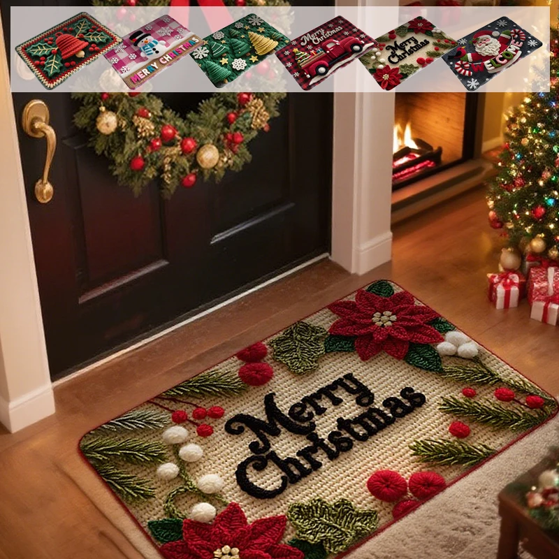 

2026 NEW 1PC Santa Claus,Christmas Snowman,Reindeer Festive Cartoon Christmas Doormat -Slip-Proof Wear-Resistant & Easy To Clean