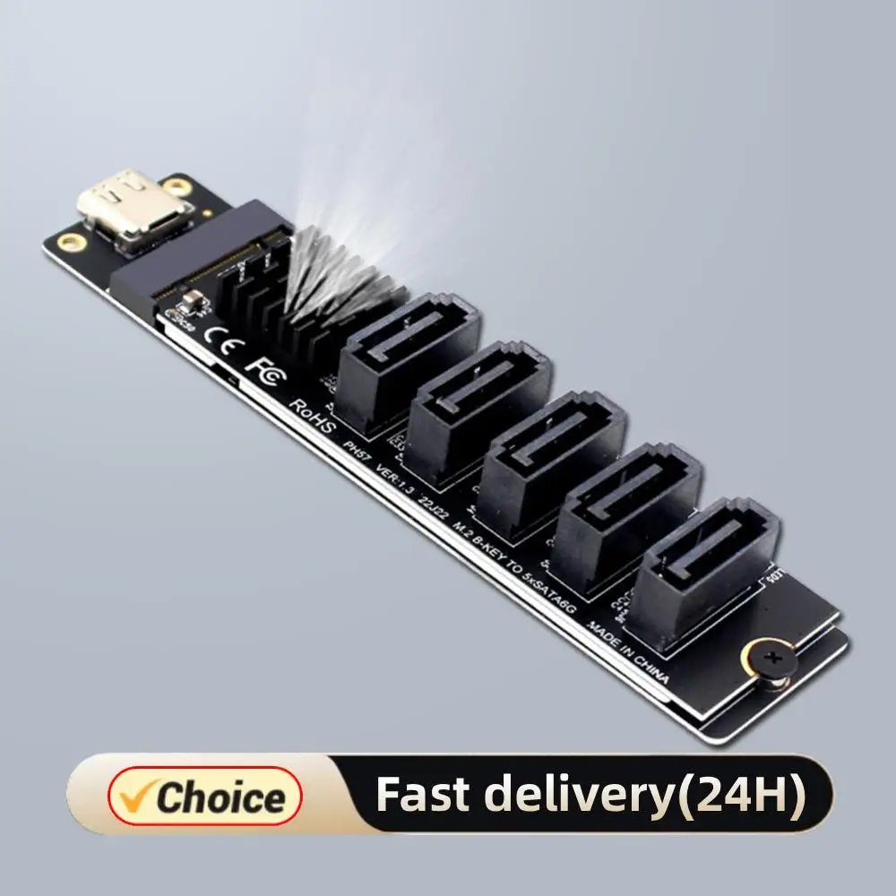 

Type C To 5-Port SATA 3.0 Adapter Card 6Gbps JM575+JMS580 Chip USB C To SATA 3.0 Expansion Card Plug and Play for PC Computer