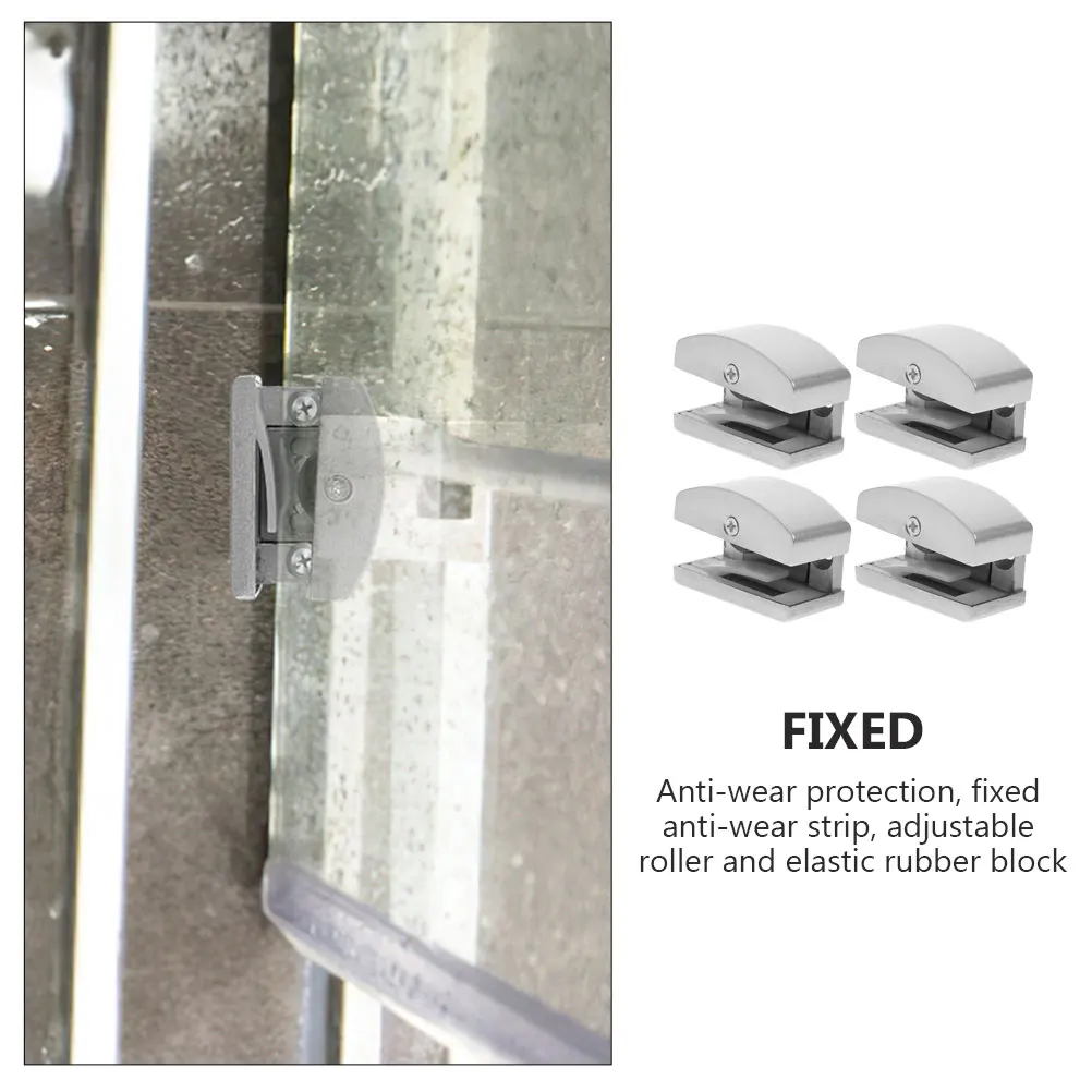 

4pcs Adjustable Shower Track Sliding Glass Bottom Guides For 5-14Mm Thick Aluminum Alloy Rust-Free Smooth Rolling Pull