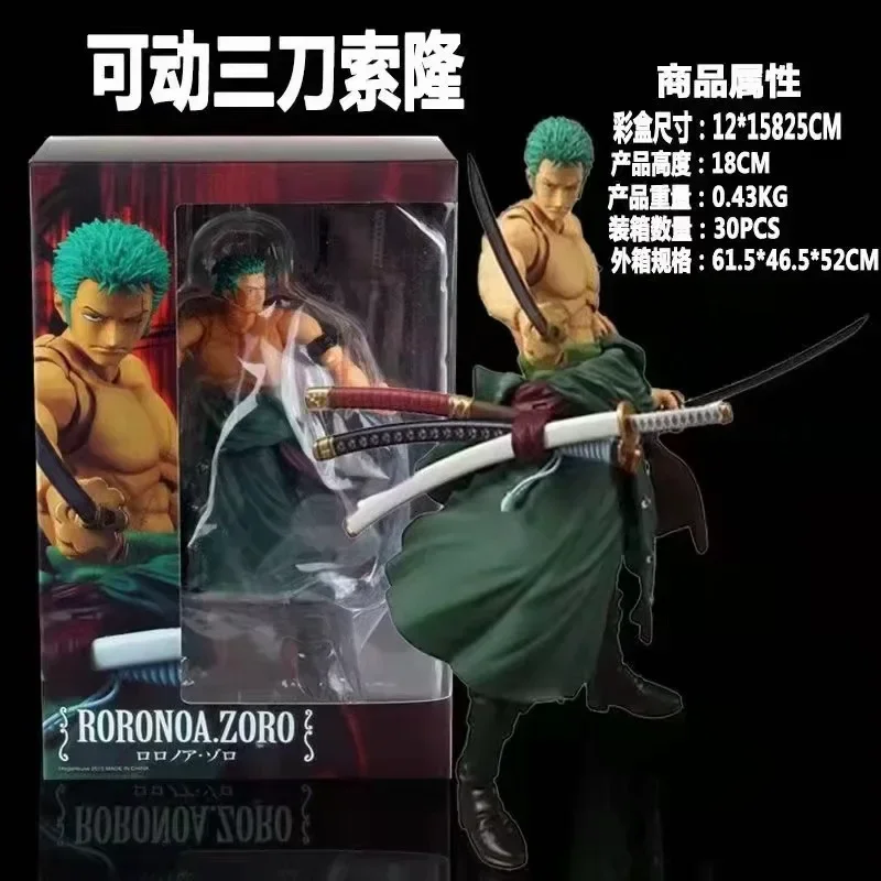 Anime One Piece 18cm BJD Roronoa Zoro articulaciones móviles PVC colección de figuras de acción modelo Juguetes