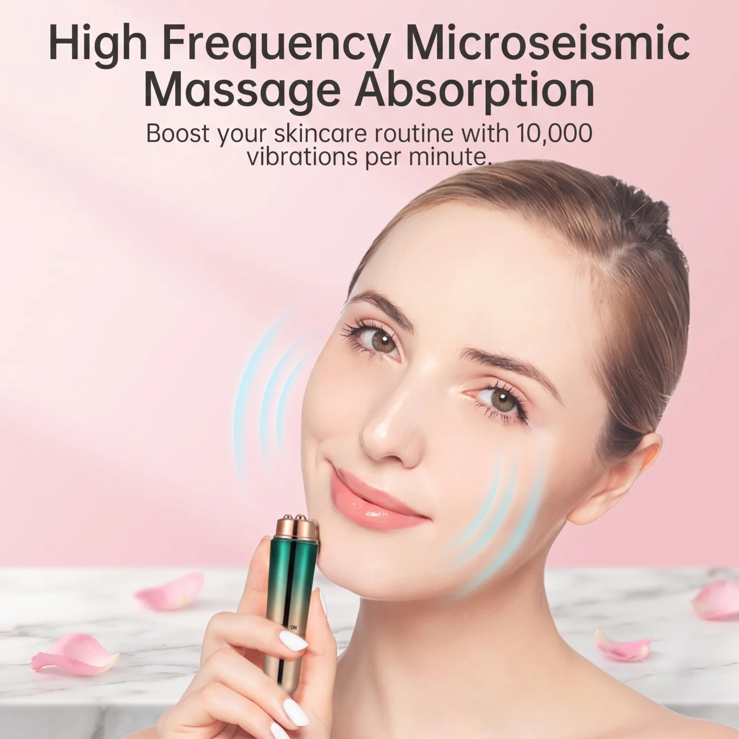 Mini Eye Massager – Electric Anti-Wrinkle & Anti-Aging Eye Massager for Dark Circles, with 4 Replaceable Heads