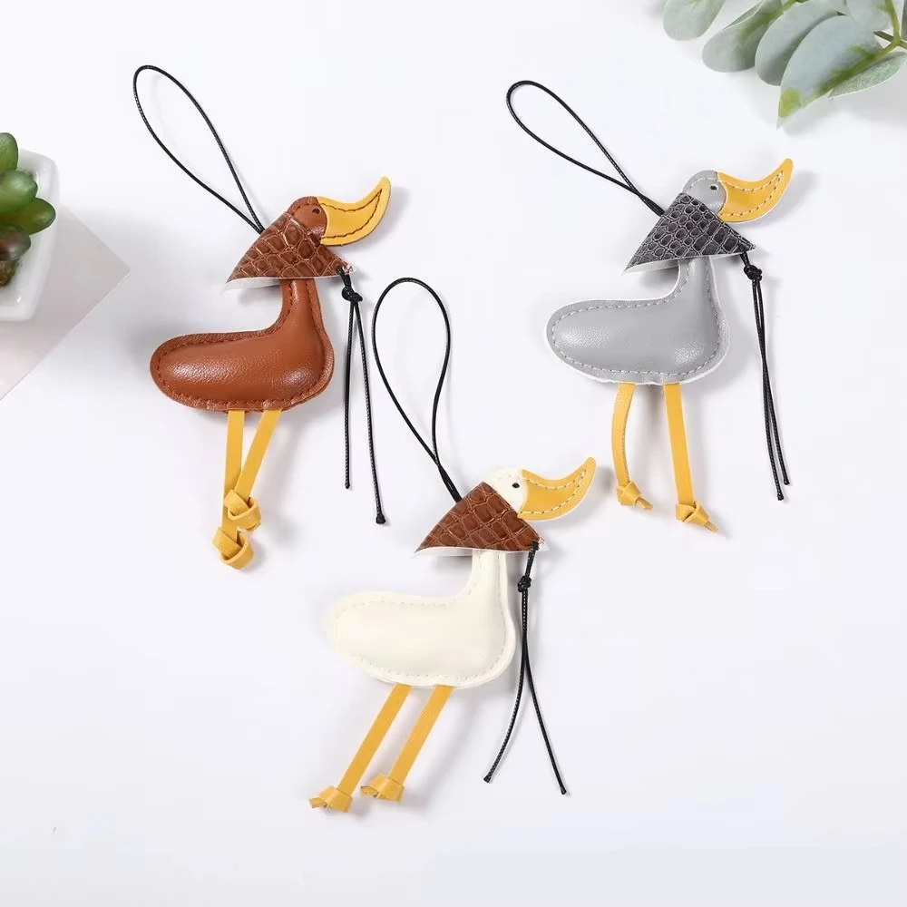 FTCY Cute Hanger Scarf Duck Pendant Cartoon Keychain For Women Men Leather Duck DIY Bag Charm  Keychain Gift Accessories