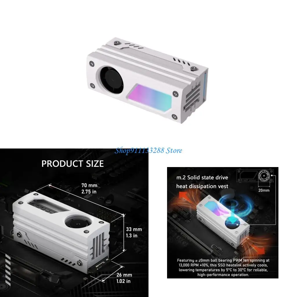 

G88D M.2 SSD Heatsink 2280 SSD -раковина 5V 3PIN ARGB Синхронизация замена охлаждения для фанатов для игровых консолей