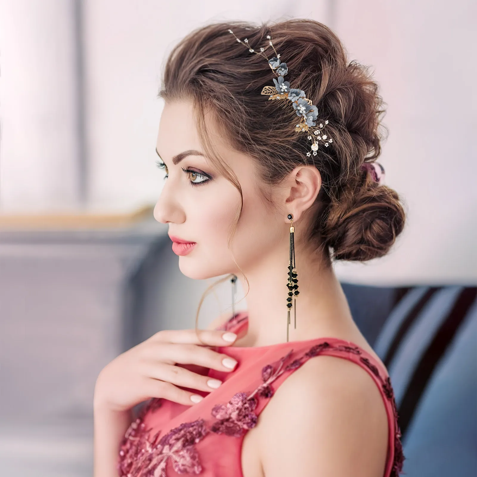 

Свадебный гребень для волос с искусственными цветами и стразами, дизайн из сплава, для невест, подружек невест, выпускных вечеров и фотосессий