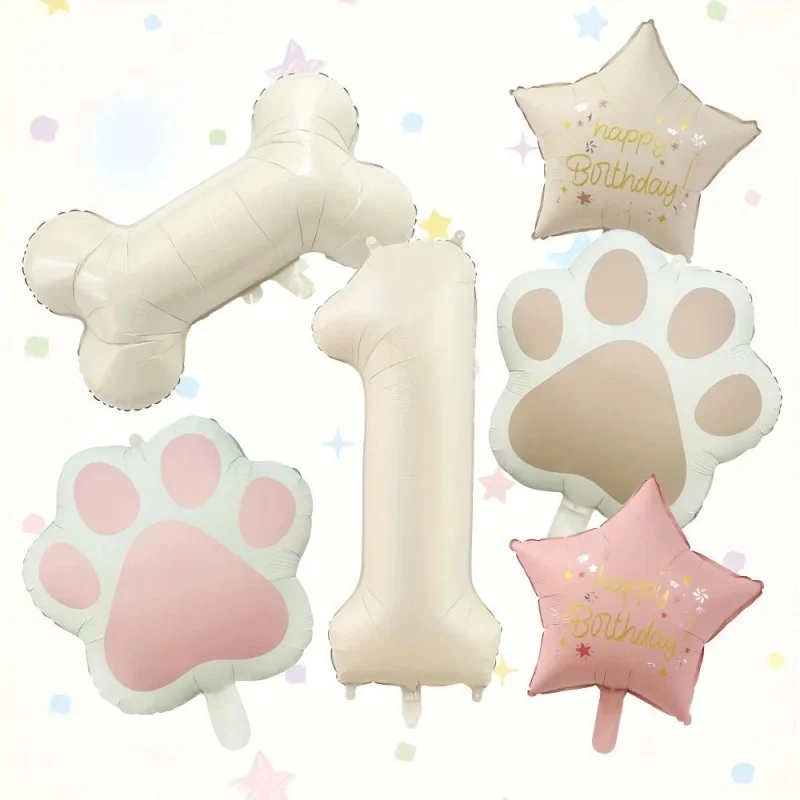 6 قطعة/المجموعة الحيوان باوتي الكلب القط باو الألومنيوم بالون 40 بوصة كريم الأبيض عدد 1-9 حفلة عيد ميلاد بالون للزينة استحمام الطفل