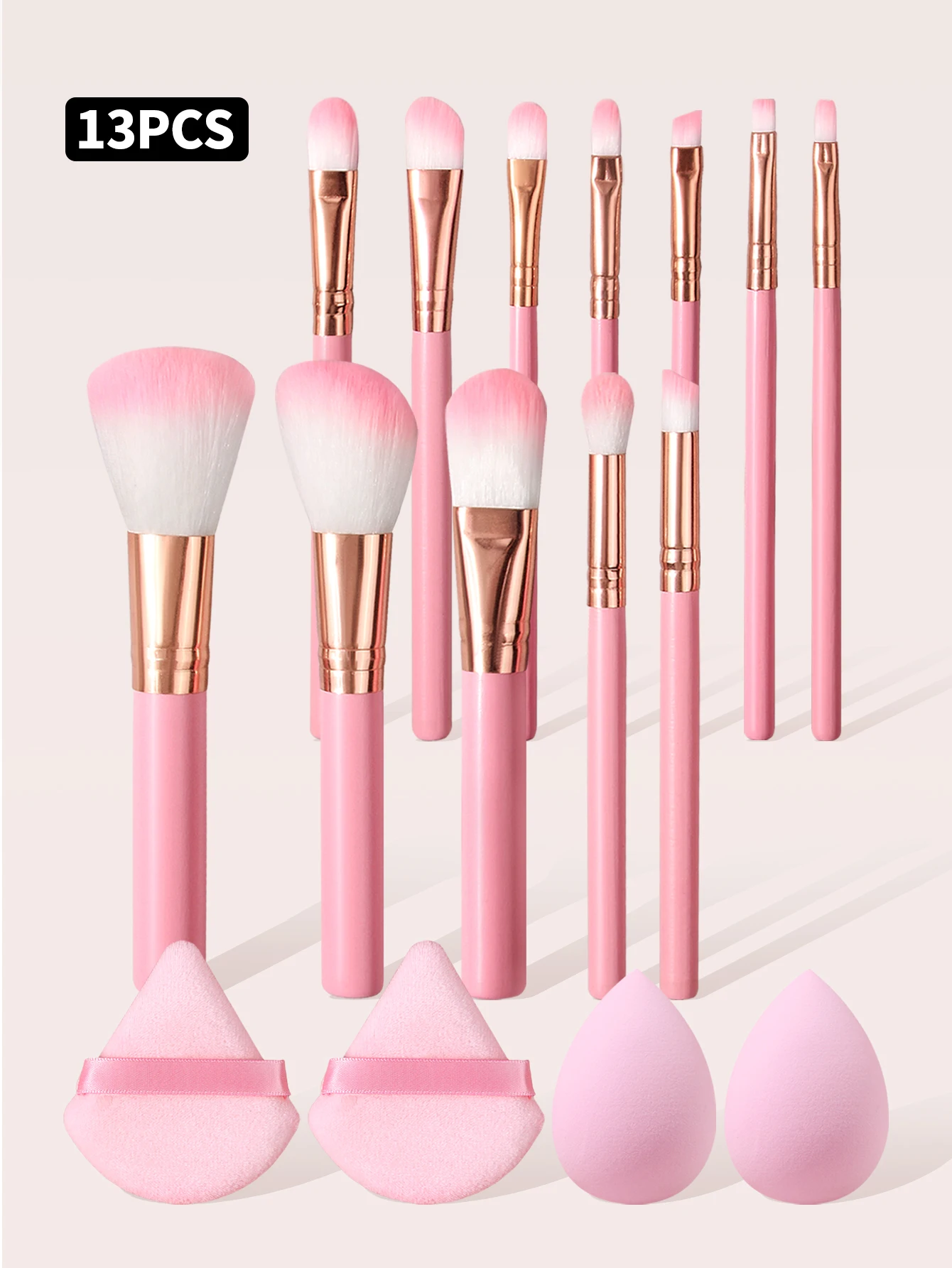 16Pcs Makeup Brushes Set with Makeup Sponge Triangle Powder Puff for Foundation Blush Eyeshadow Eyebrow Lip Cosmetic BeautyTools