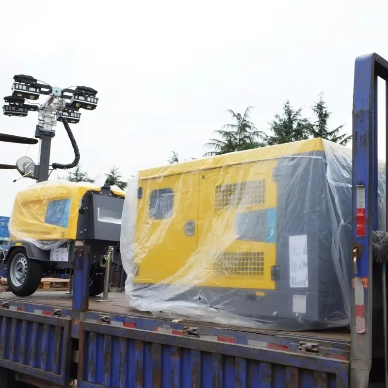 Trailer Mounted Generator Light Tower with High Brightness LED Lamps for Emergency Rescue and Road Work Site Use