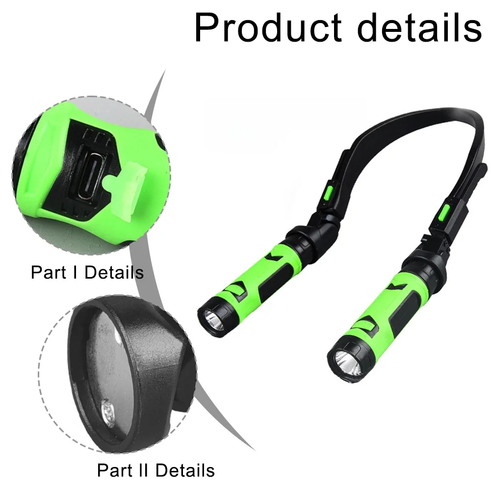 1PCS Neck-worn USB-Powered Dual-Head LED Reading Lamp Handsfree Camping-Emergency Light For Outdoor Neck Reading Light
