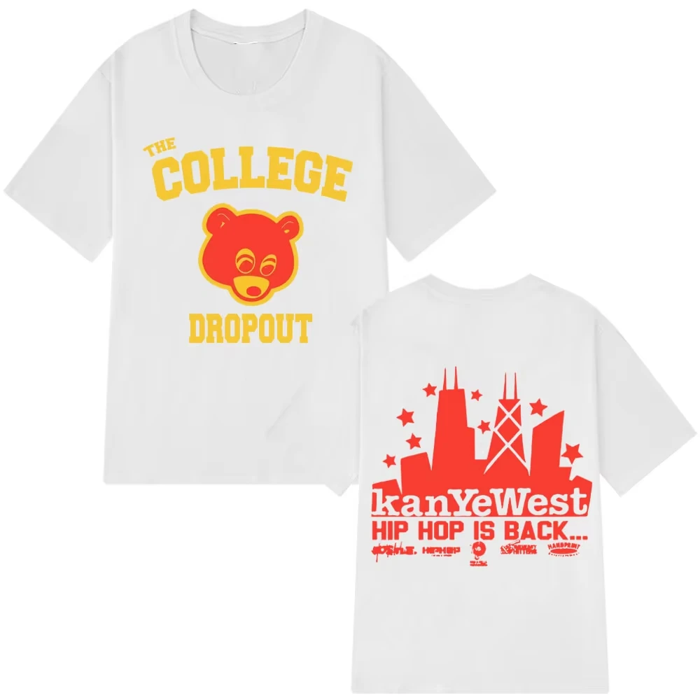 2026 Kanye West College Dropout T Shirt Women Music Album Harajuku Print Man Short Sleeve T-shirts Casual