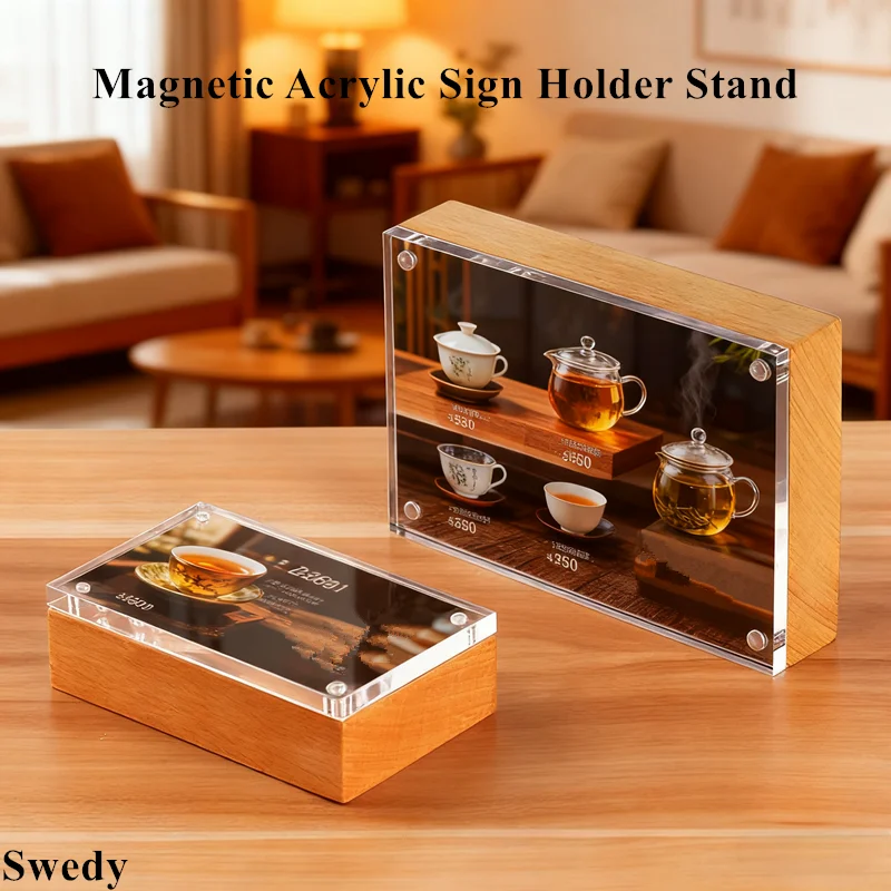 100x70mm Magnetic Acrylic Sign Holder Display Stand Baby Photo Picture Poster Frame Menu Paper Price Label Card Holder Tags