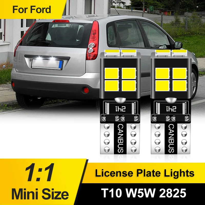 2PCS T10 W5W LED Bulb 12V Car License Plate Light Signal Lamp For Ford MK6 2002-2007 MK7 2008-2016 KA MK1 96-08 MK2 09-15 MK3