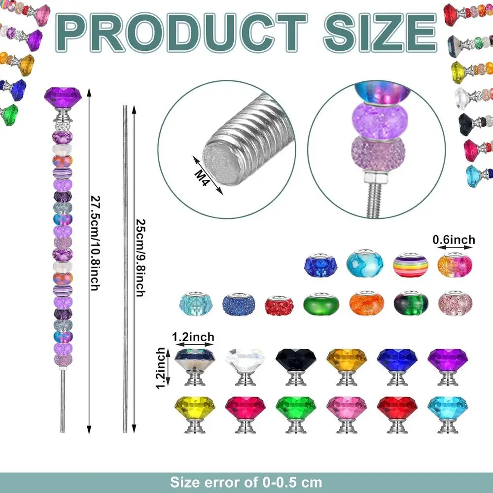 236-Piece Garden Stake Set with Colorful Crystal Tops and Beads for Outdoor Summer Decor