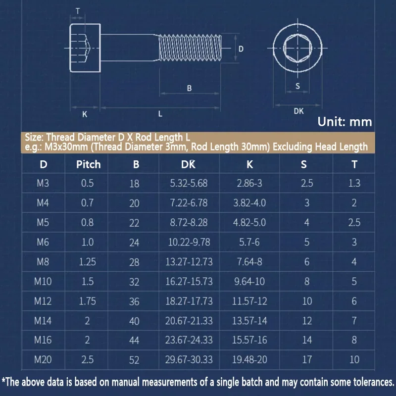 M3 M4 M5 M6 M8 M10 M12 M16 M20 304 Stainless Steel Lengthen Half Thread Socket Head Cap Screws Partially Thread Bolts