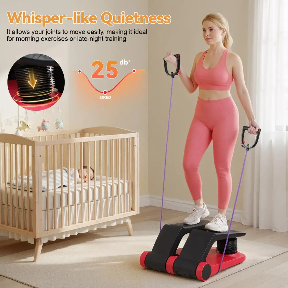 Air Resistance Stepper with Resistance Bands Stepper Climber Fitness Machine 5-Level Adjustable Mini Stair Climber for Home