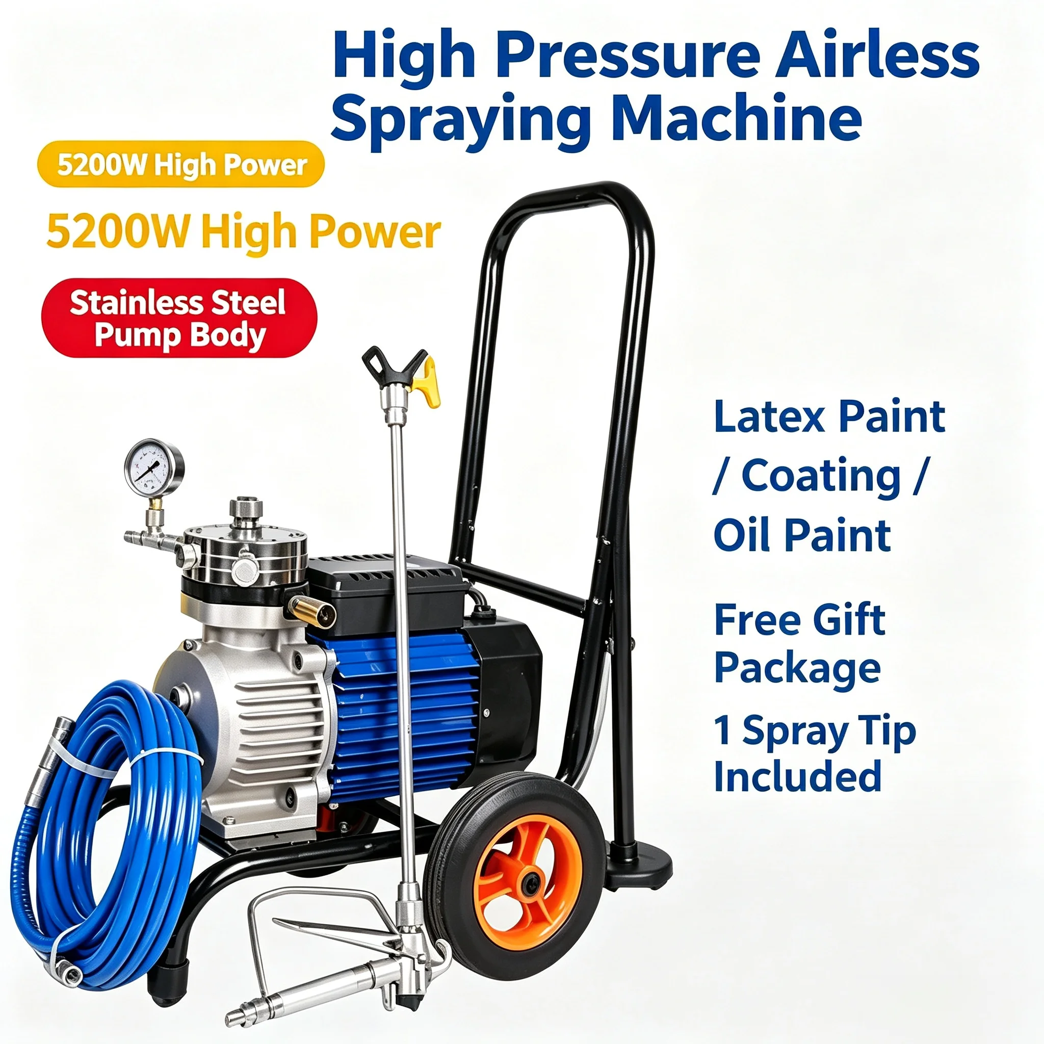 Portable Automatic High‑Pressure Airless Sprayer Small High Power Electric Paint Sprayer for Latex Coating Paint