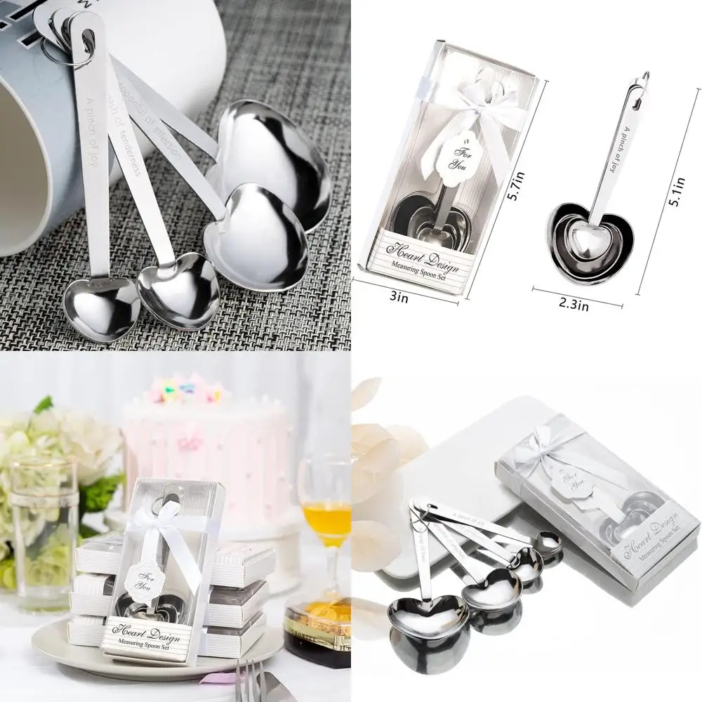 

Heart-Shaped Measuring Spoons Set: 40-Piece Love-Themed Wedding Favors with Handmade Boxes for Bridal Showers or Holiday Parties