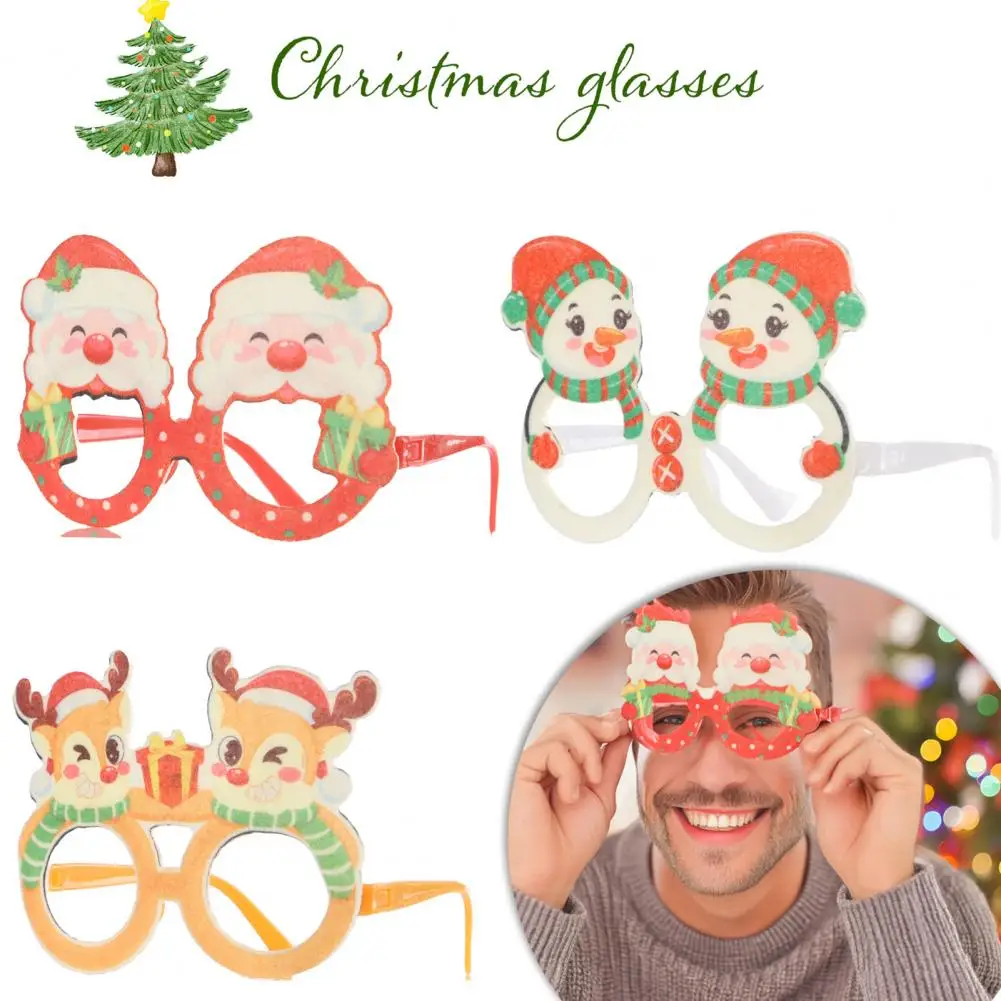 Cheerful Holiday Eyewear Festive Christmas Party Glasses Santa Claus Snowman Snowflake Tree Elk Photo Props for Kids for Home