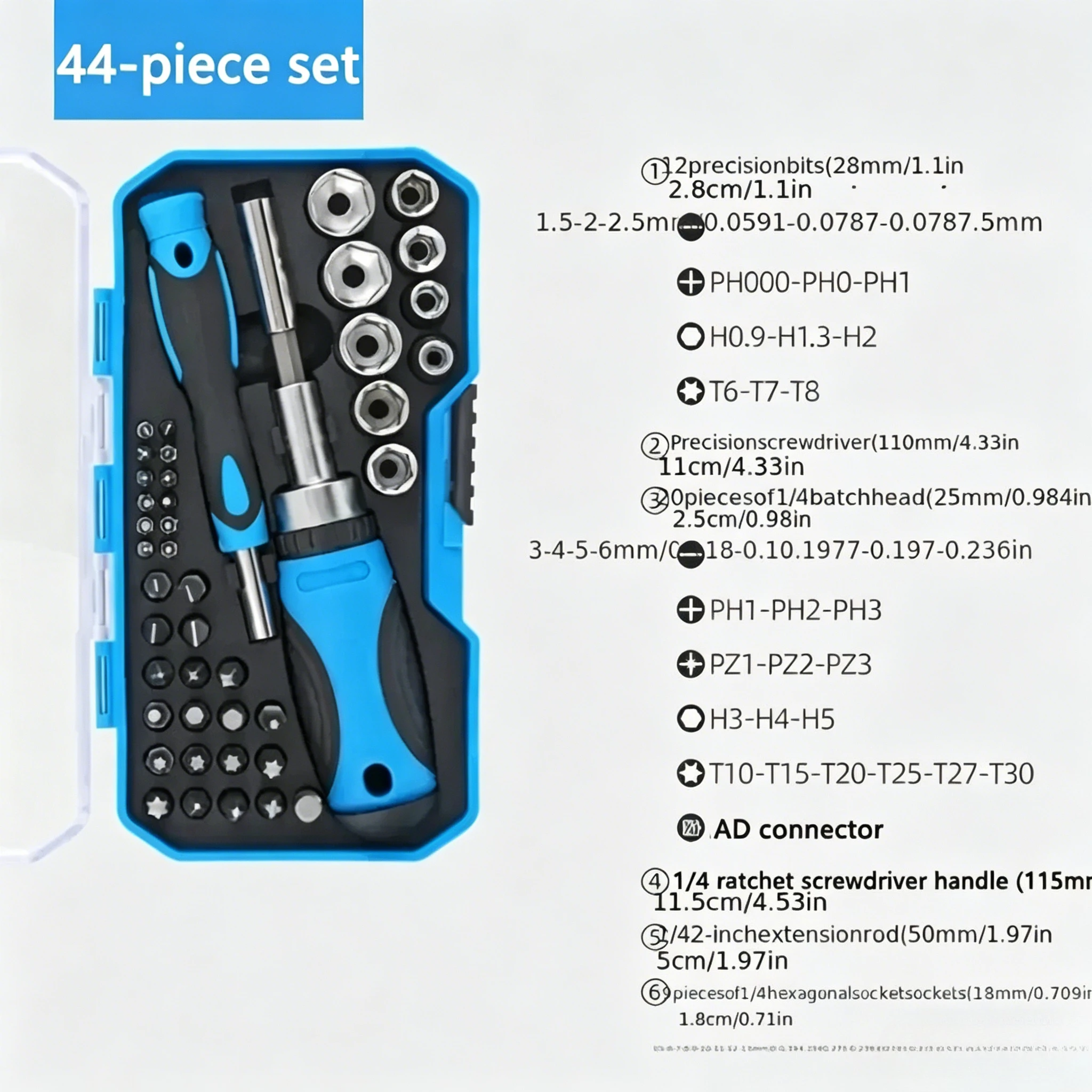 New 44PCS Multifunctional Screwdriver Combination Bit Sleeve Set Household Portable Precision Screwdriver Set Maintenance Tool
