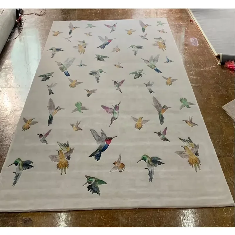 High Quality Hand Tufted Wool Silk Carpet Rug Living Room High Brand Birds Design Carpet Area Rug