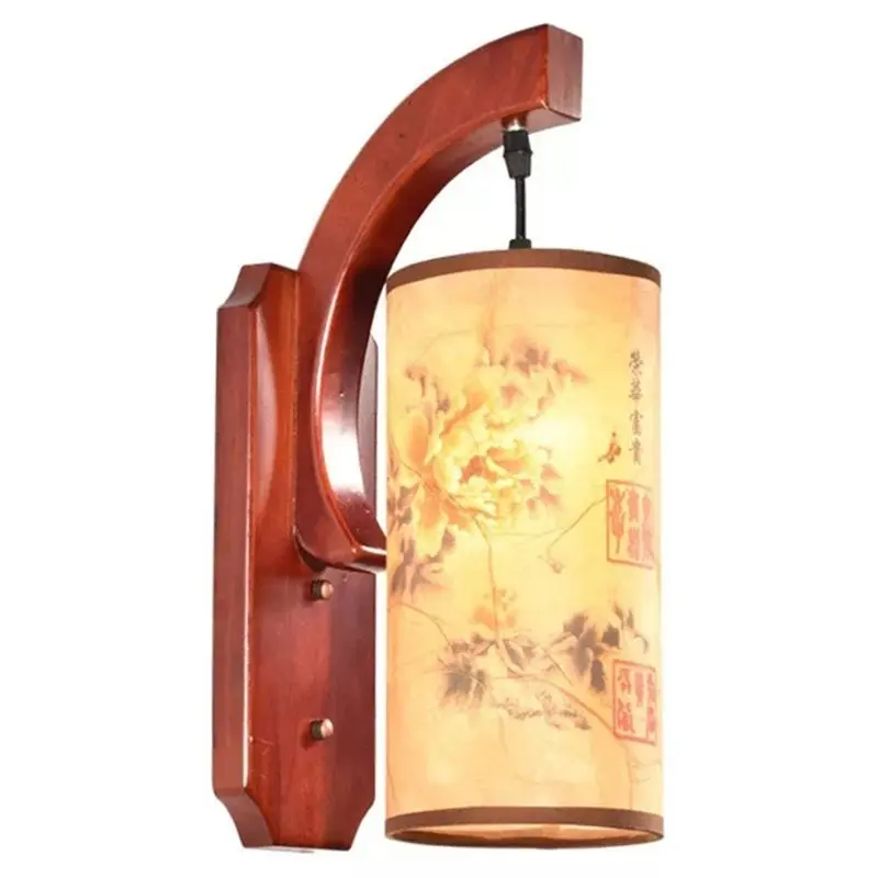 COME Elegant Chinese Style For Diverse Indoor Space Wall Lamp-Wood Engraved E27 Sconce